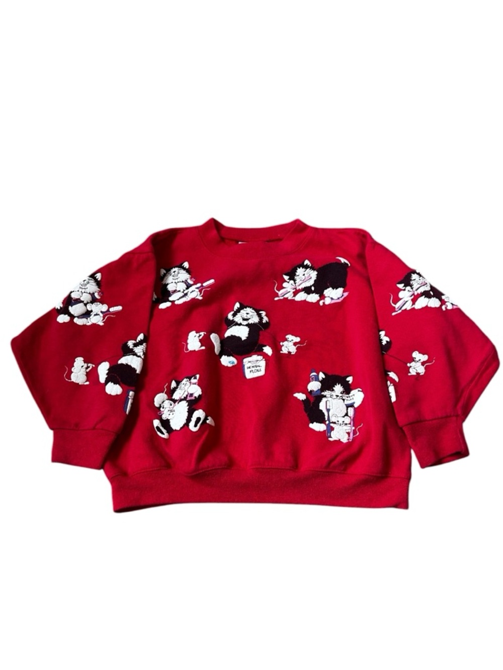 Vintage Spumoni Rose Cage Kids Cats & Mouse Sweatshirt Cat Lady 80s Cottage